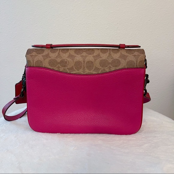 Coach Cassie Crossbody In Signature Blocking Tan/Pink/Silver - Picture 2 of 5